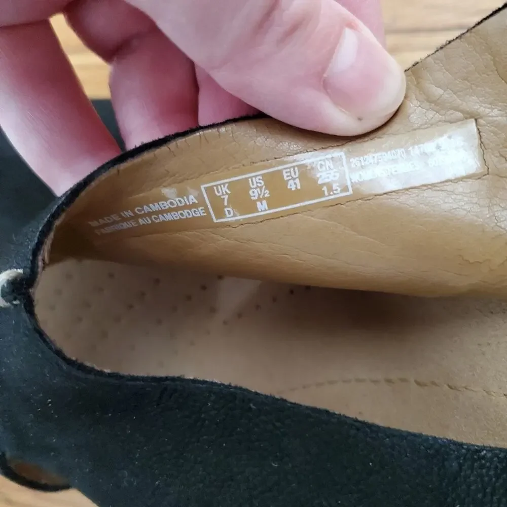 Clarks Black Wedge Peep Toe Sandals 9.5
